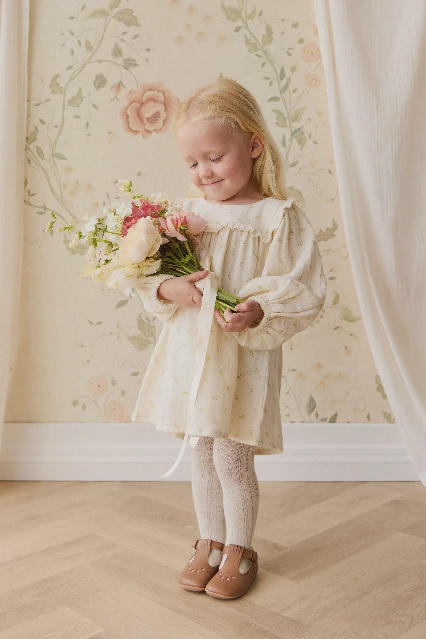 JK Organic Cotton Muslin Amira Dress - Vintage Ditsy 2YR