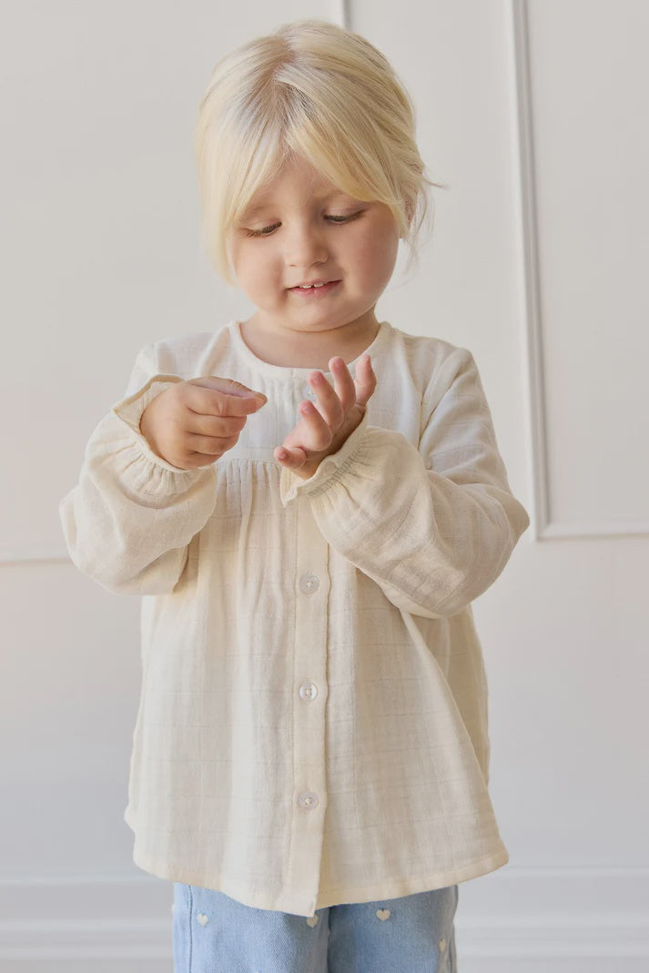 JK Organic Cotton Muslin Eloise Top - Parchment 3YR