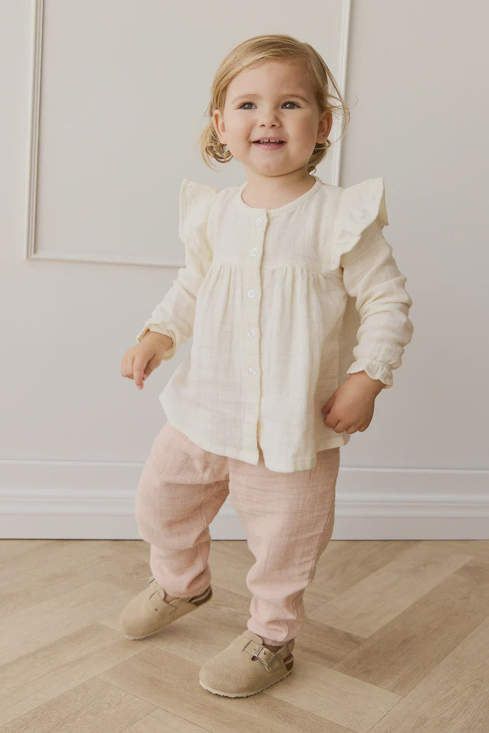 JK Organic Cotton Muslin Ava Blouse - Parchment - 6-12m