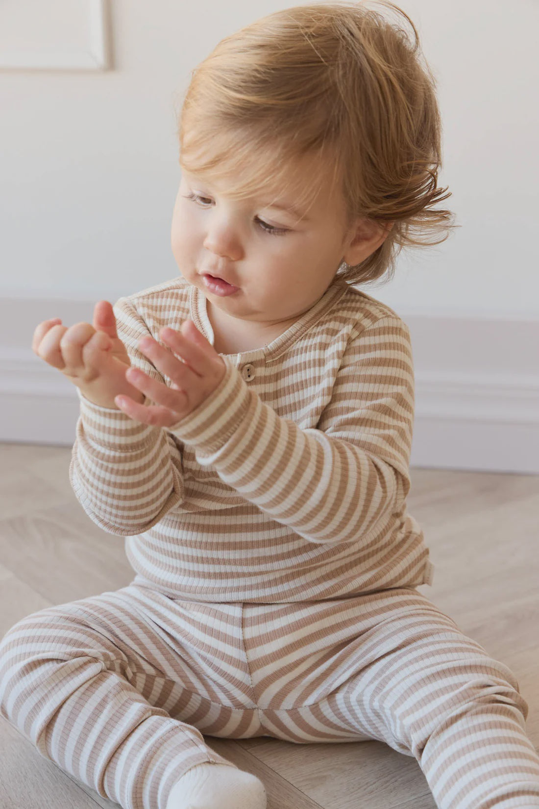 JK Organic Cotton Modal Long Sleeve Top - Narrow Stripe Baker/Cloud  6-12m