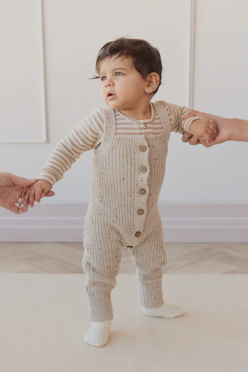 JK London Knitted Playsuit - Oatmeal Little Fawn Elk Fleck 6-12m