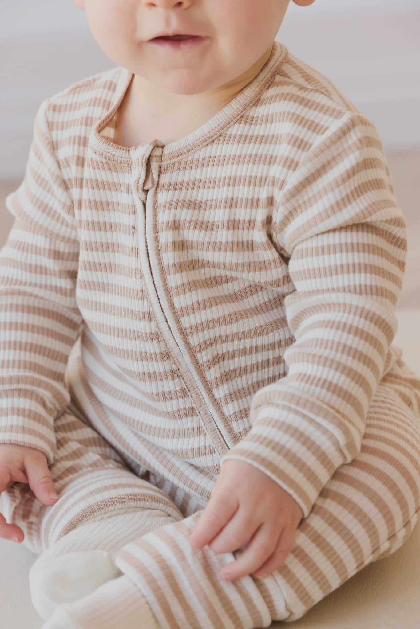 JK Organic Cotton Modal Gracelyn Onepiece - Narrow Stripe Baker/Cloud 0-3m