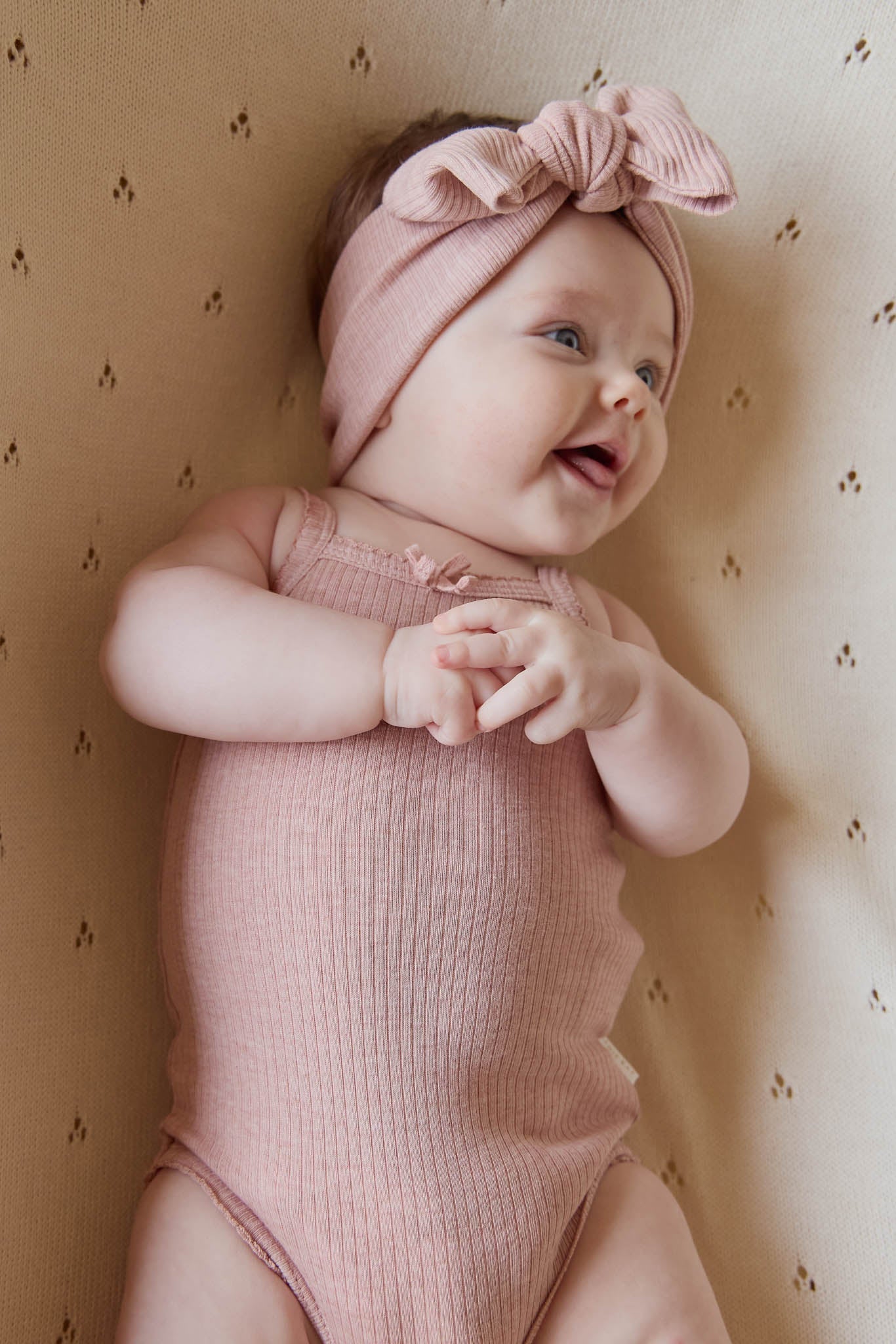 JK Organic Cotton Modal Singlet Bodysuit - Peony Marle 6-12M