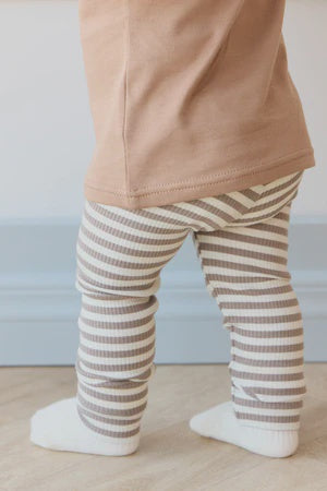 JK Organic Cotton Modal Legging - Narrow Stripe Tweed/Cloud 6-12m