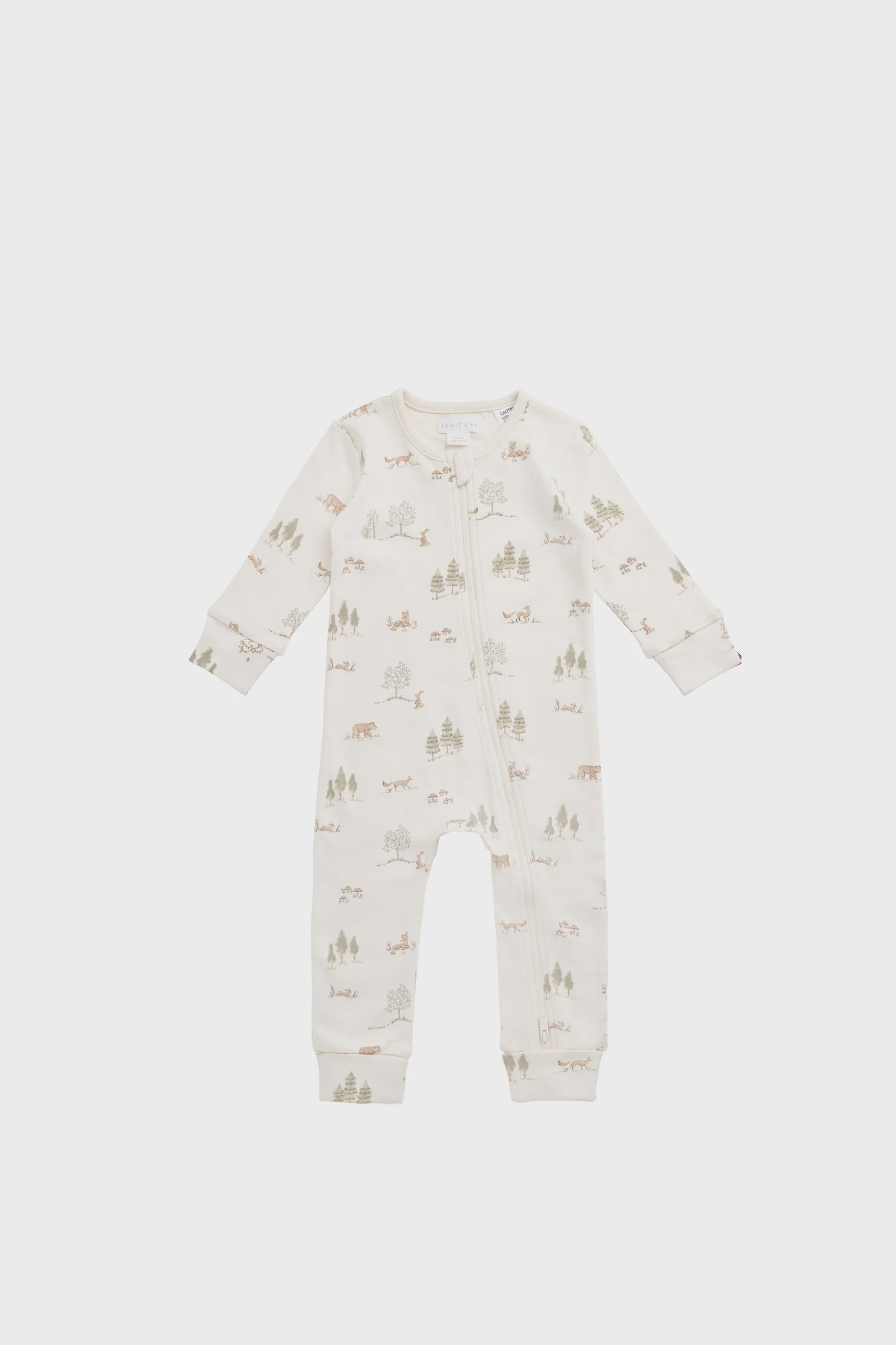 JK Organic Cotton Reese Zip Onepiece - Pine Forest Friends - 3-6M