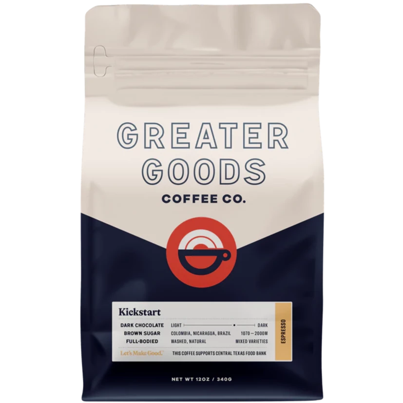 Greater Good Coffee Beans Kickstart Premium Blend Strong Roast 1kg