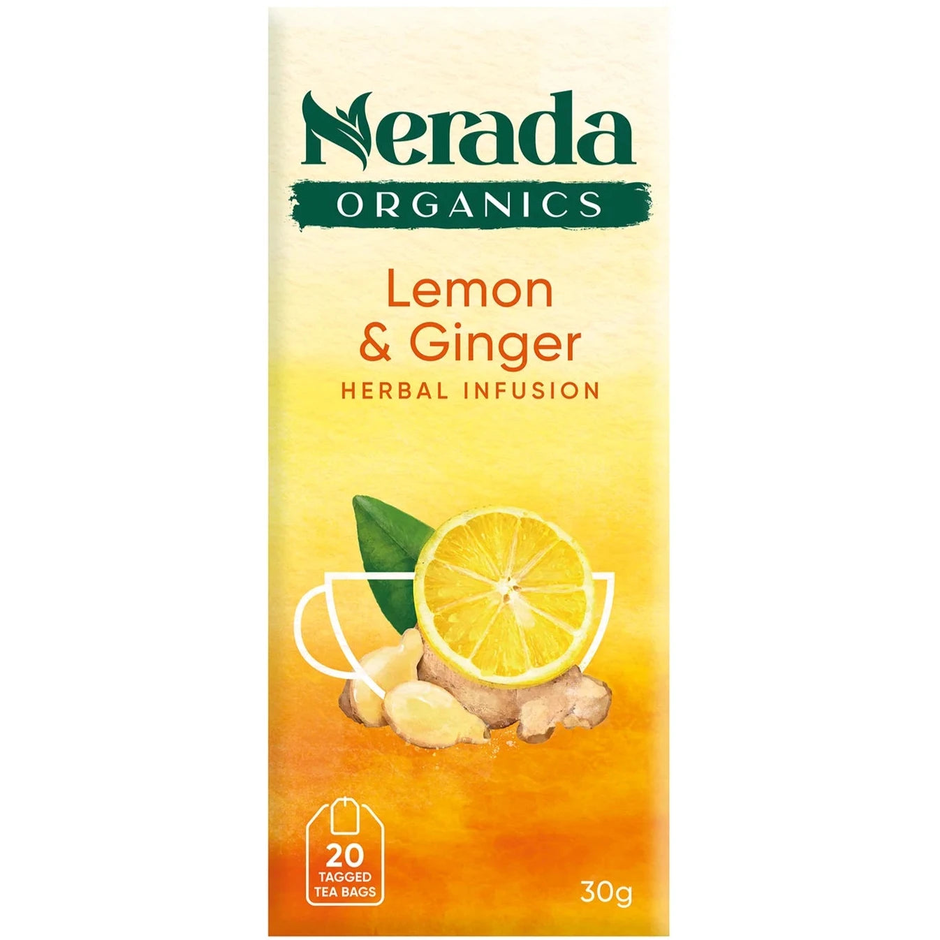 Nerada Organics Lemon & Ginger Teabags 20pk