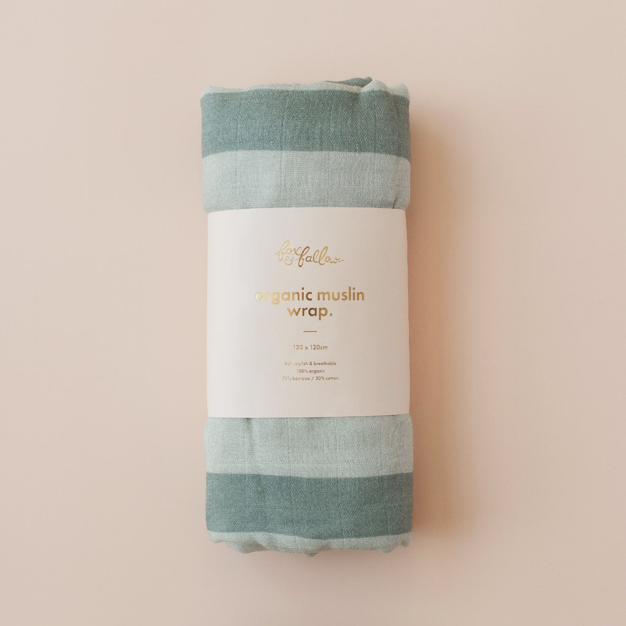 Sage Stripe Organic Muslin Wrap Swaddle