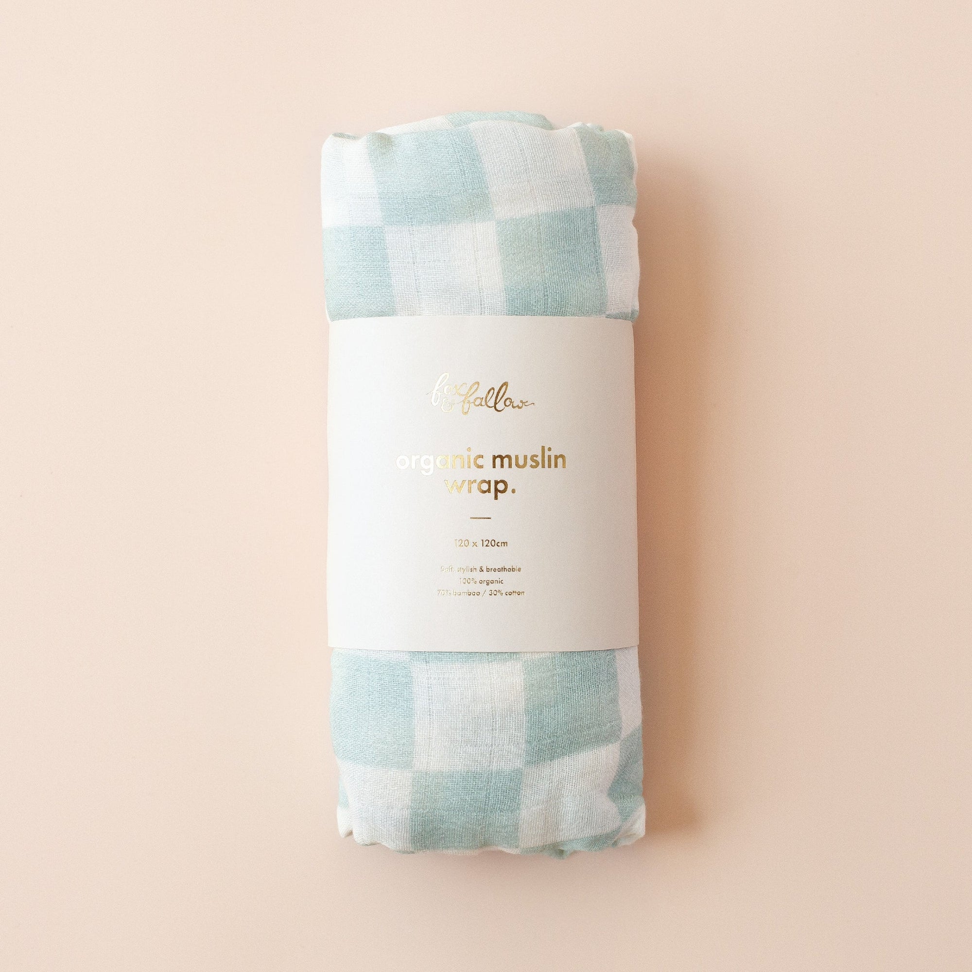 Sage Check Organic Muslin Wrap Swaddle