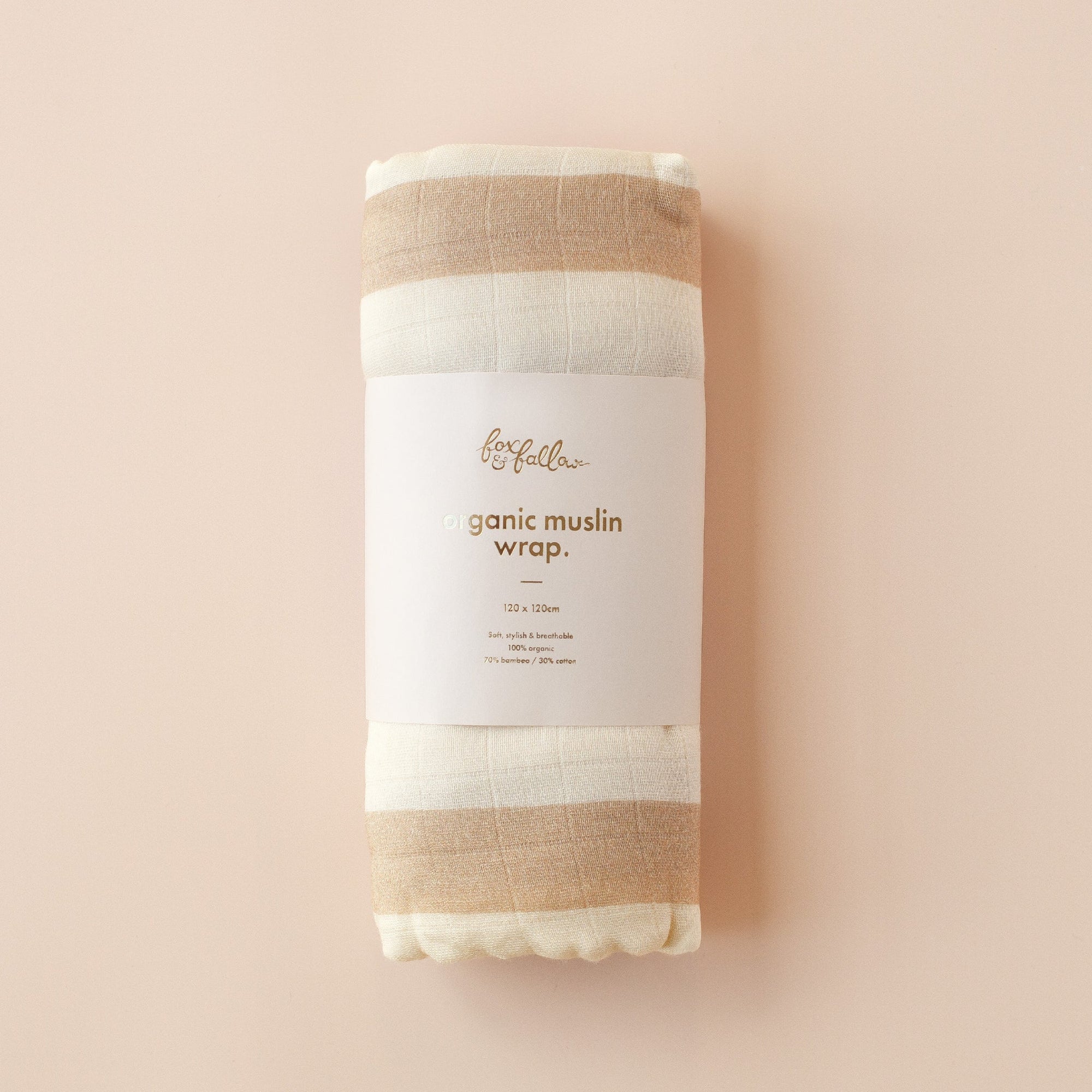 Coffee Stripe Organic Muslin Wrap Swaddle