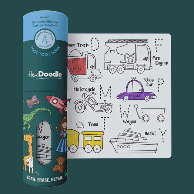 Hey Doodle Toot Toot Honk Honk Mini Colouring & Doodle Mat