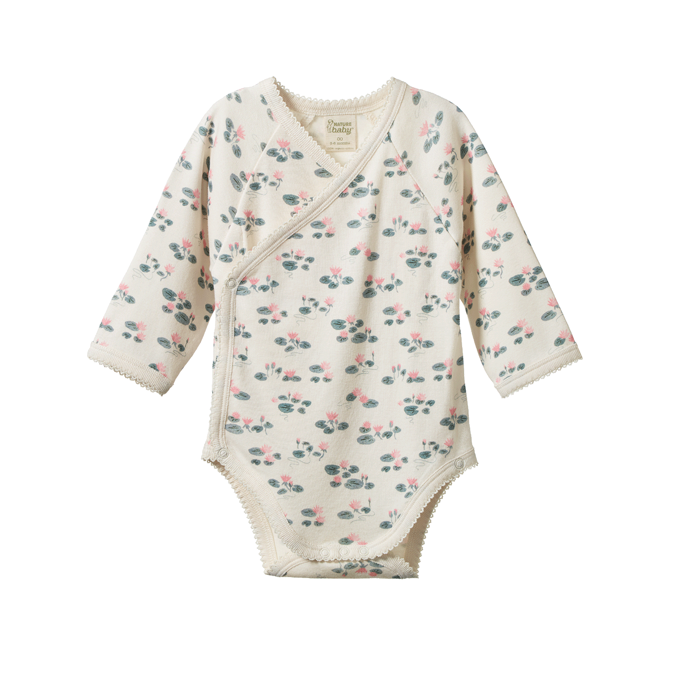 Nature Baby L/S Kimono Bodysuit Waterlilies Print 6-12M