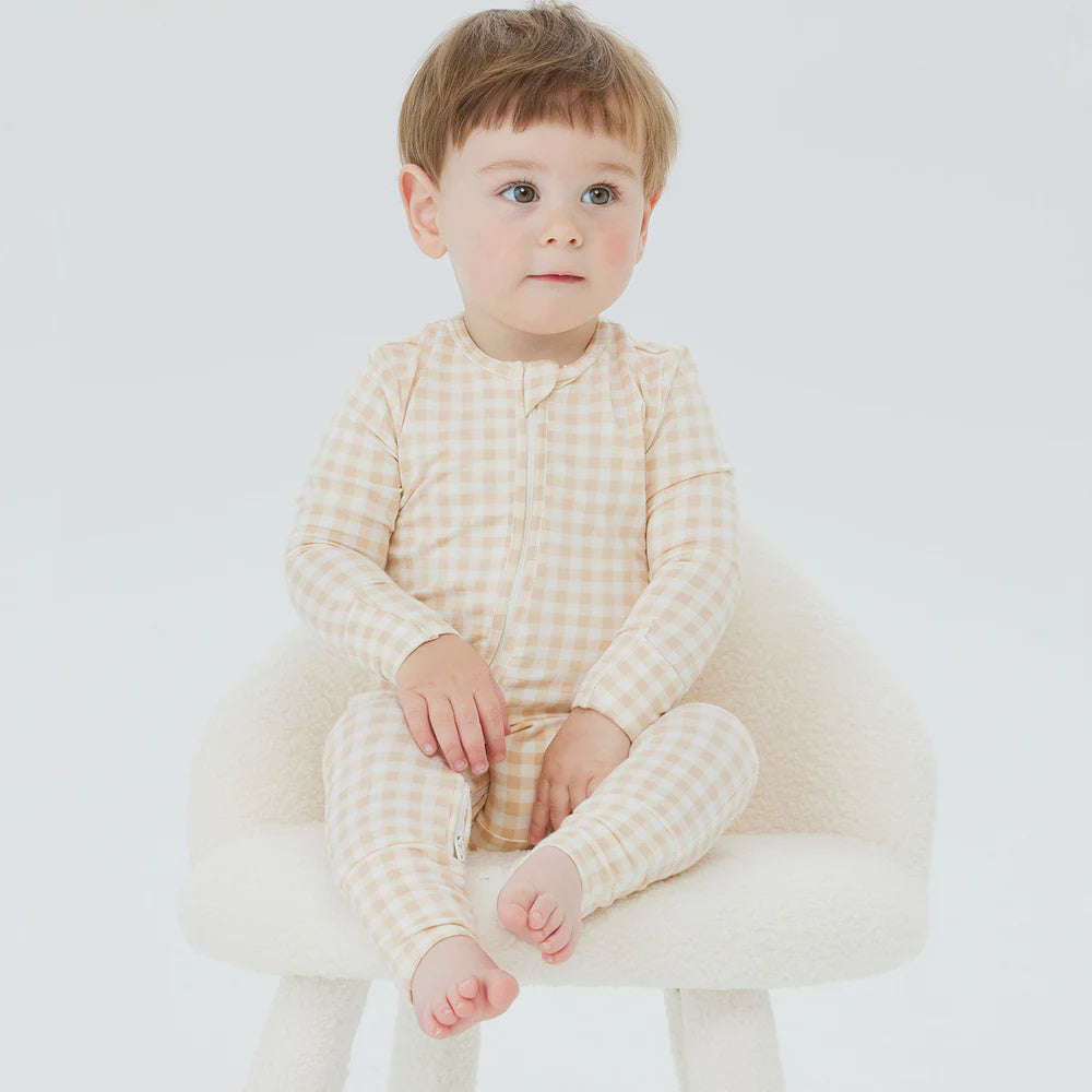 Day or Night Onesie - Neutral Gingham 000