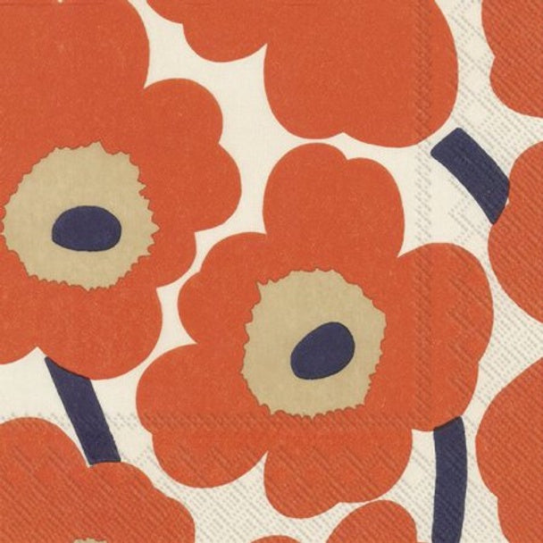 Cocktail Napkin Marimekko Unikko Orange Cream