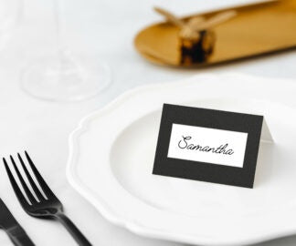 Manor Road Placecards Linen Black 45pk