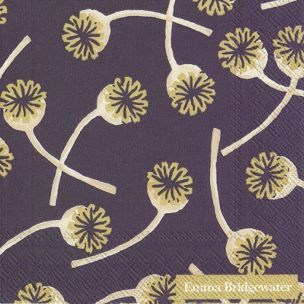 Emma Bridgewater Cocktail Napkin  Purple Poppy Seed Violet