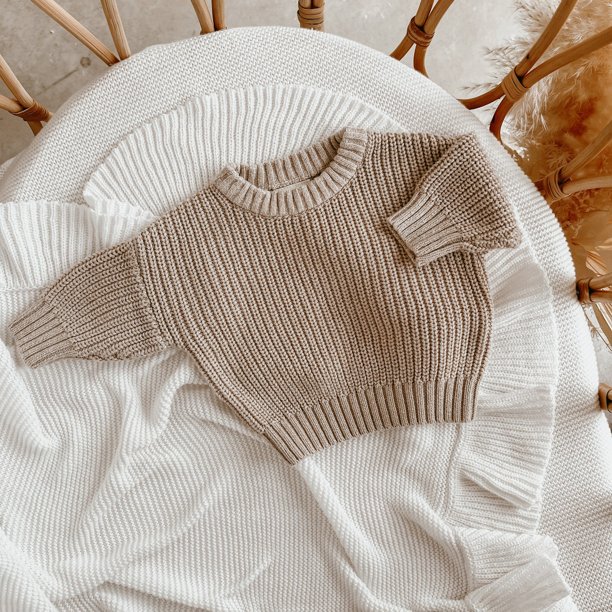 Mini Knit Sweater - Fawn - 3-6m
