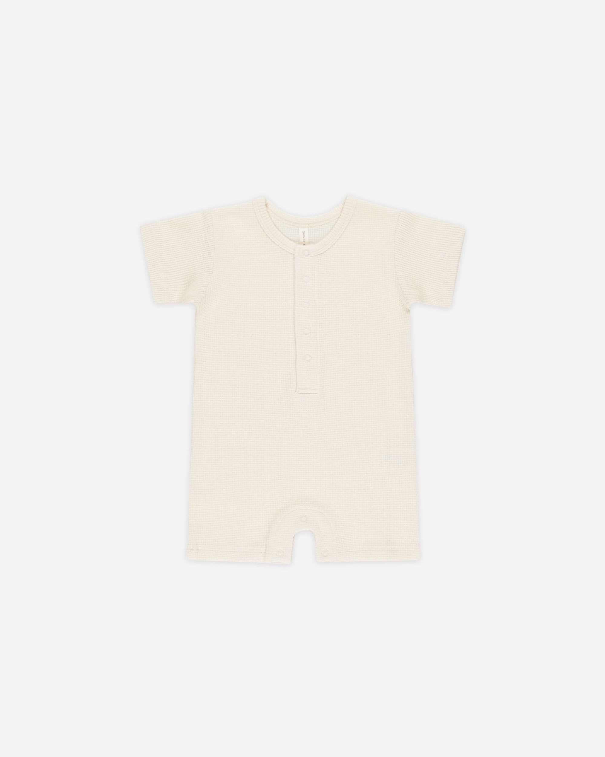 Quincy Mae Waffle Snap Romper Natural
