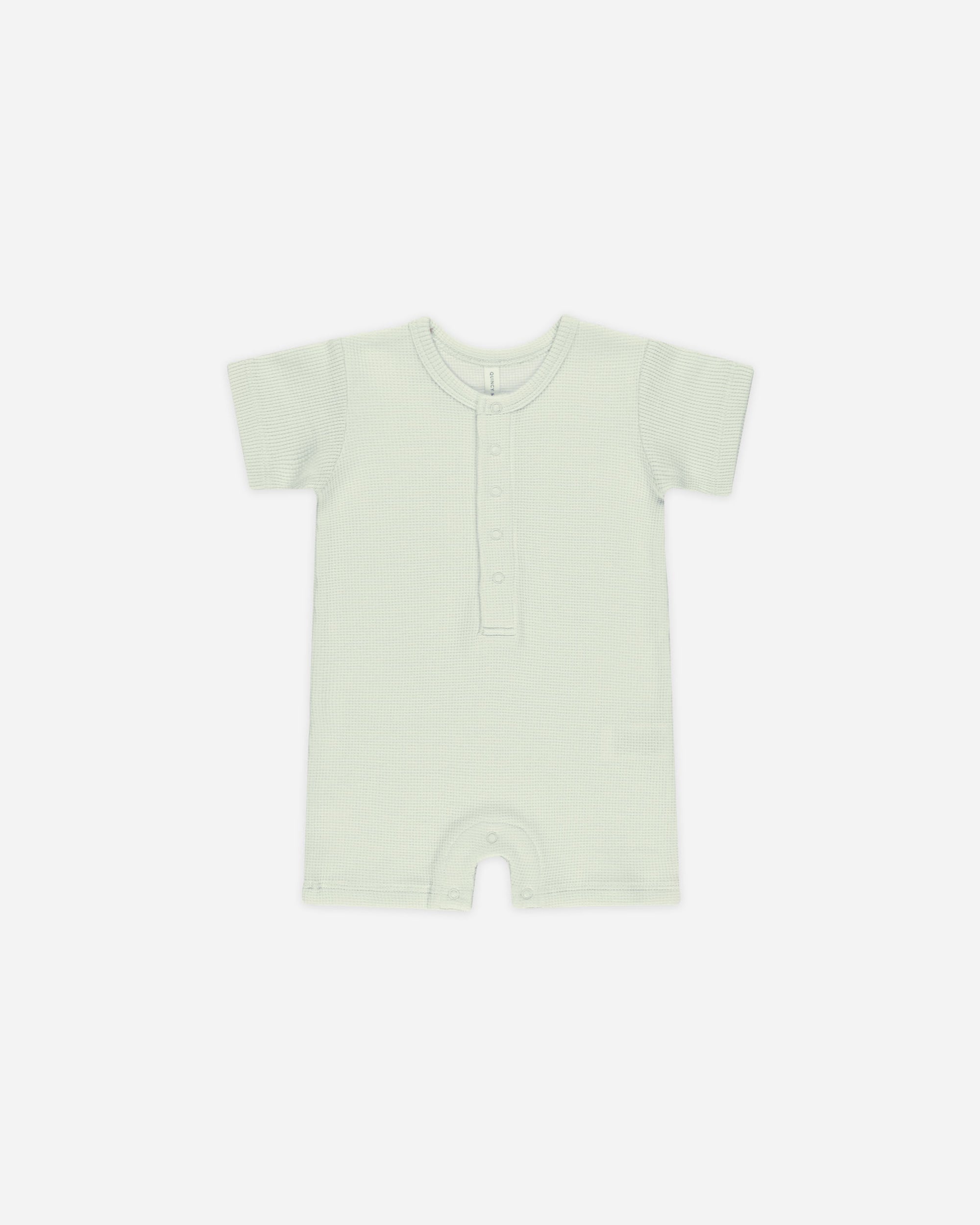 Quincy Mae Waffle Snap Romper Mint
