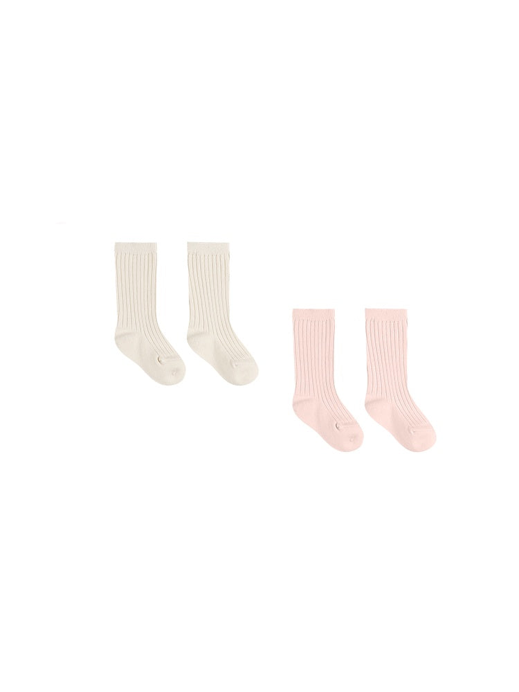 Quincy Mae Sock Set Ivory, Bubblegum 0-6m / 6-12m