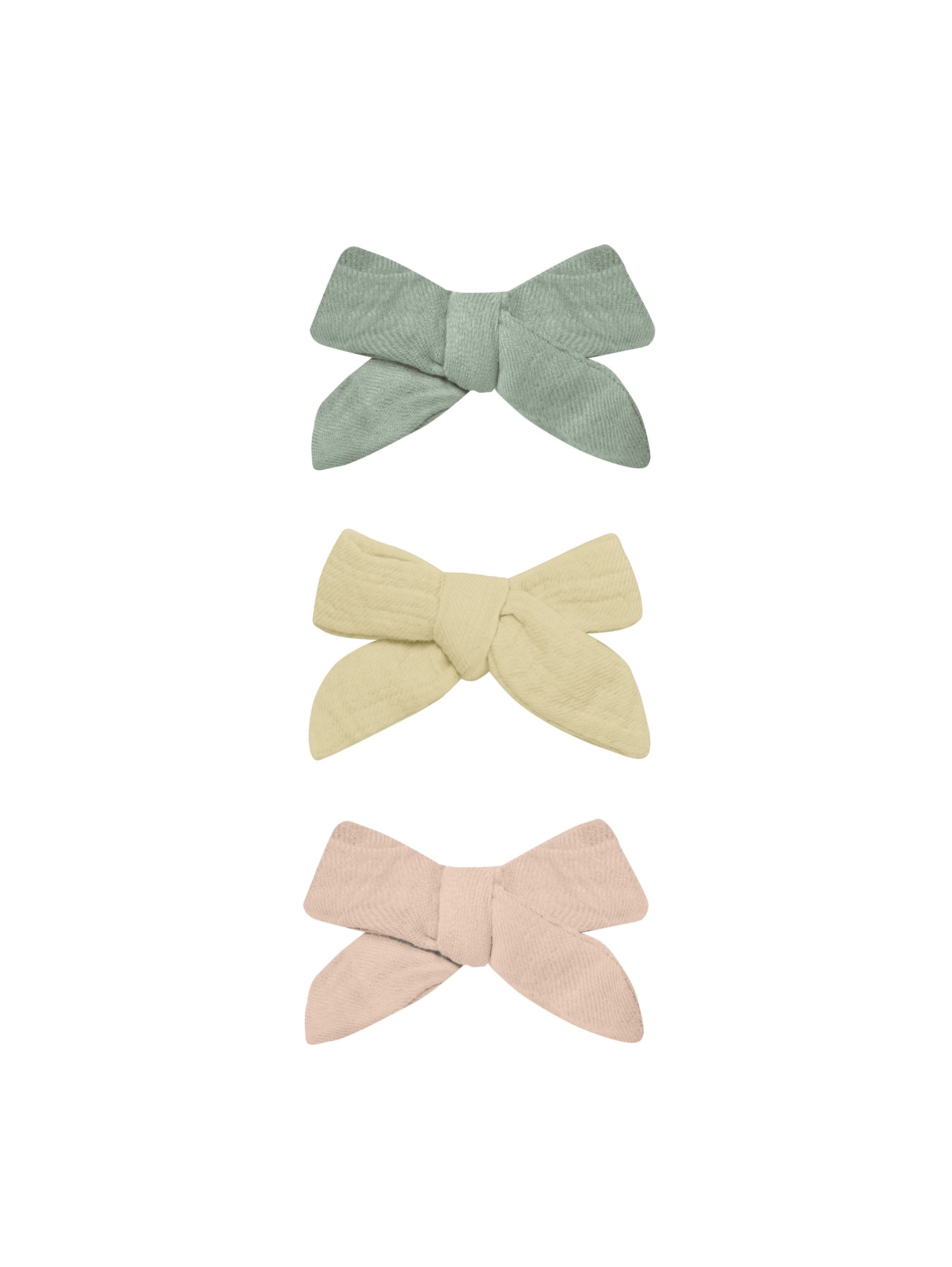 Quincy Mae Bow W. Clip, Set Of 3 Sage, Yellow, Melon