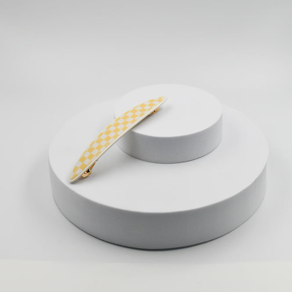 Maya Barrette Yellow and White Checker