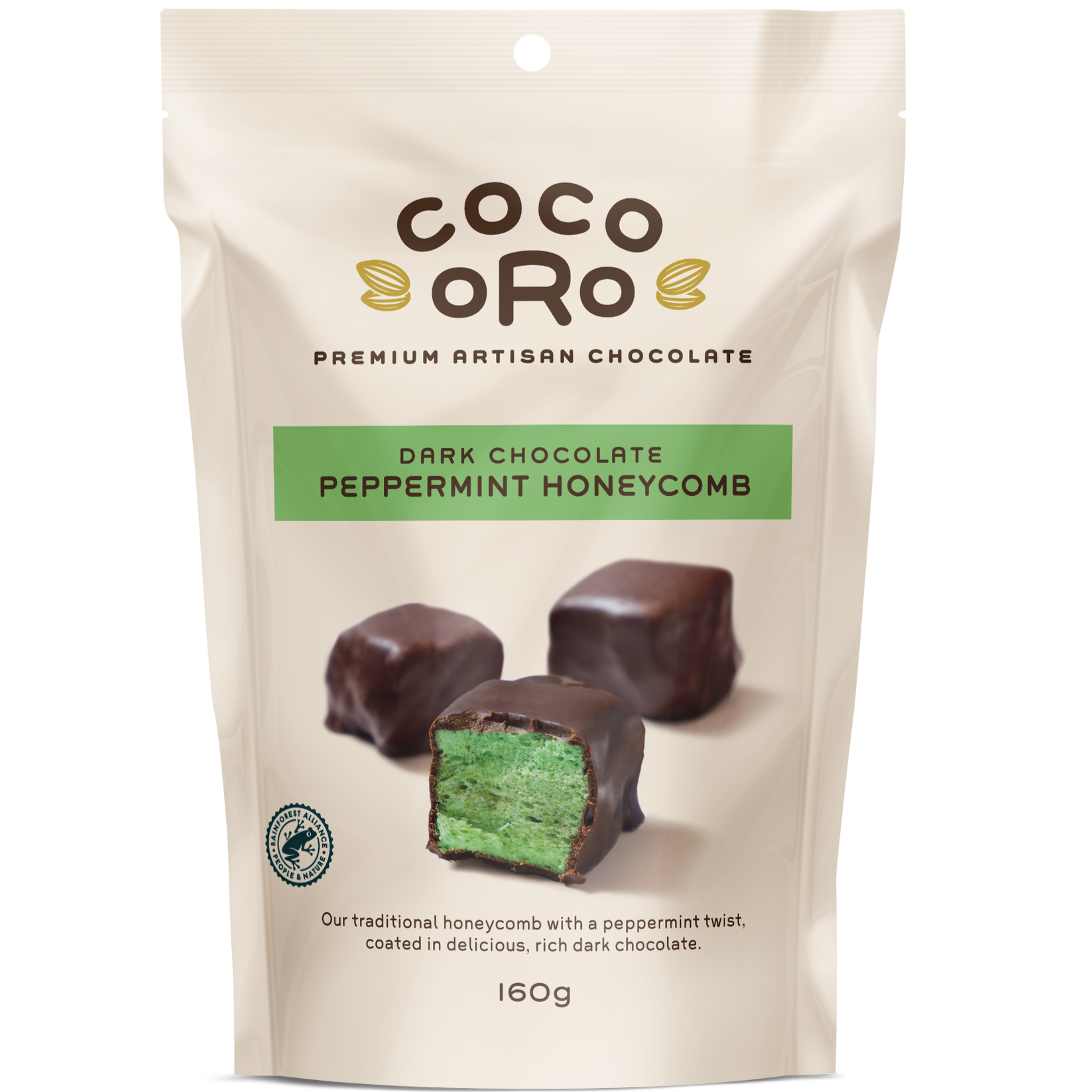 Coco Oro Dark Chocolate Peppermint Honeycomb 160g