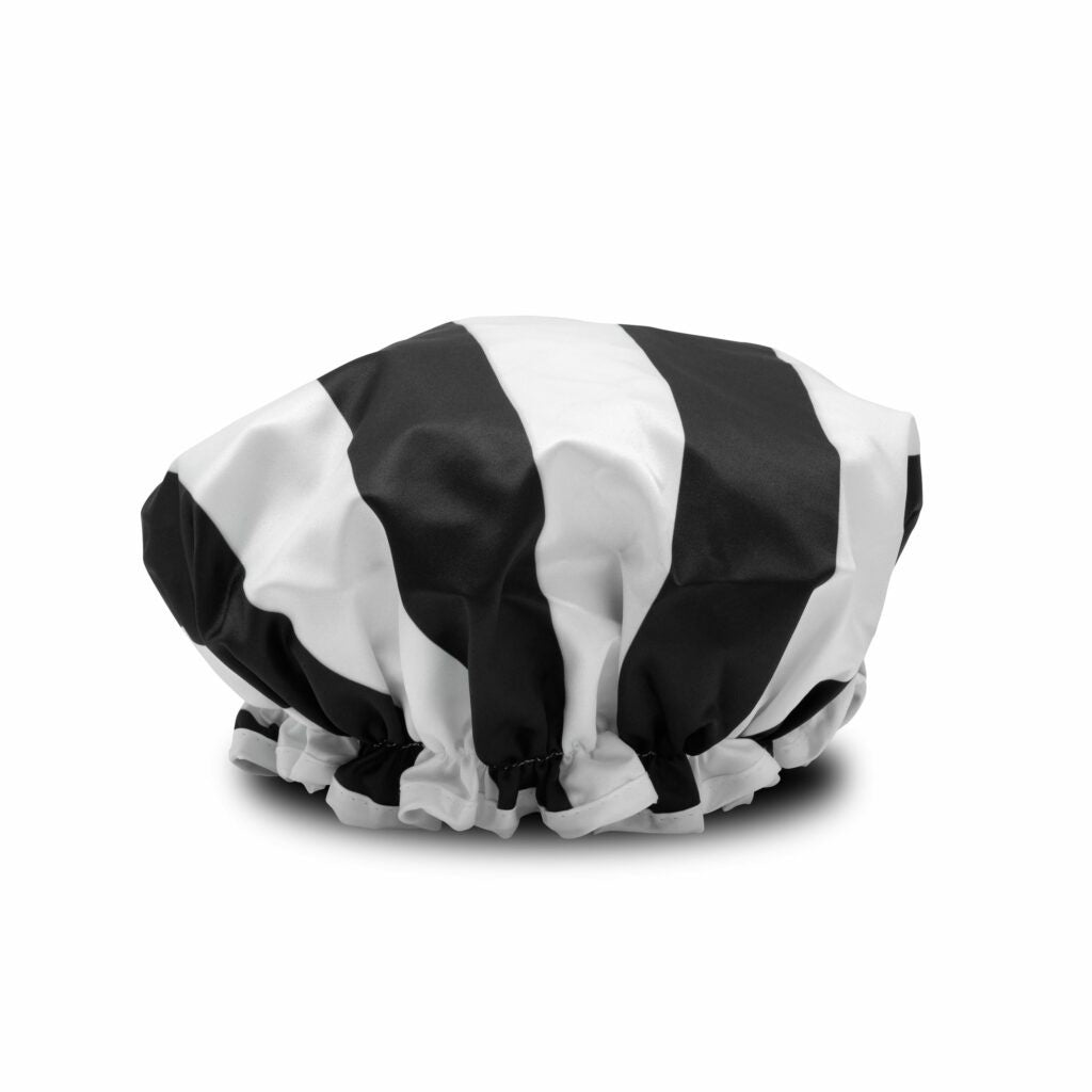 Manor Road Shower Cap - Black & White Stripe