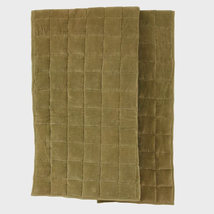 Vera Quilted VelvetThrow 130x180cm Olive
