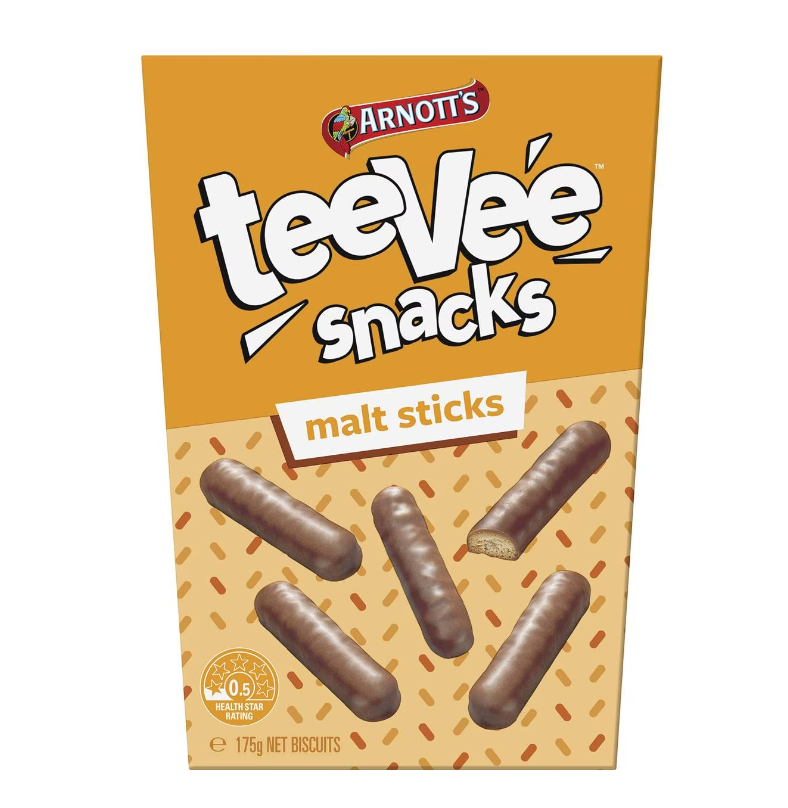 Arnott's Teevee Malt Sticks Chocolate Biscuits