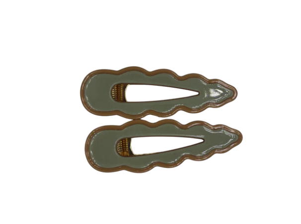 Cassia Clips Sage and Tan