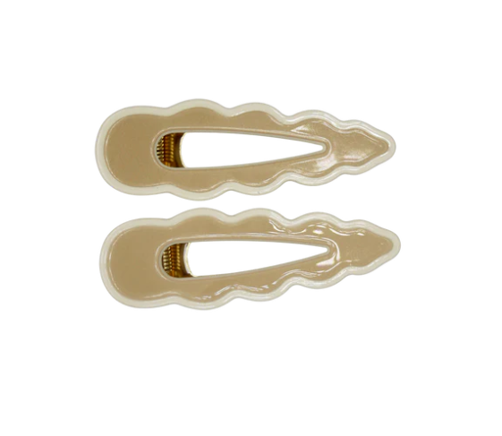 Cassia Clips Tan and White