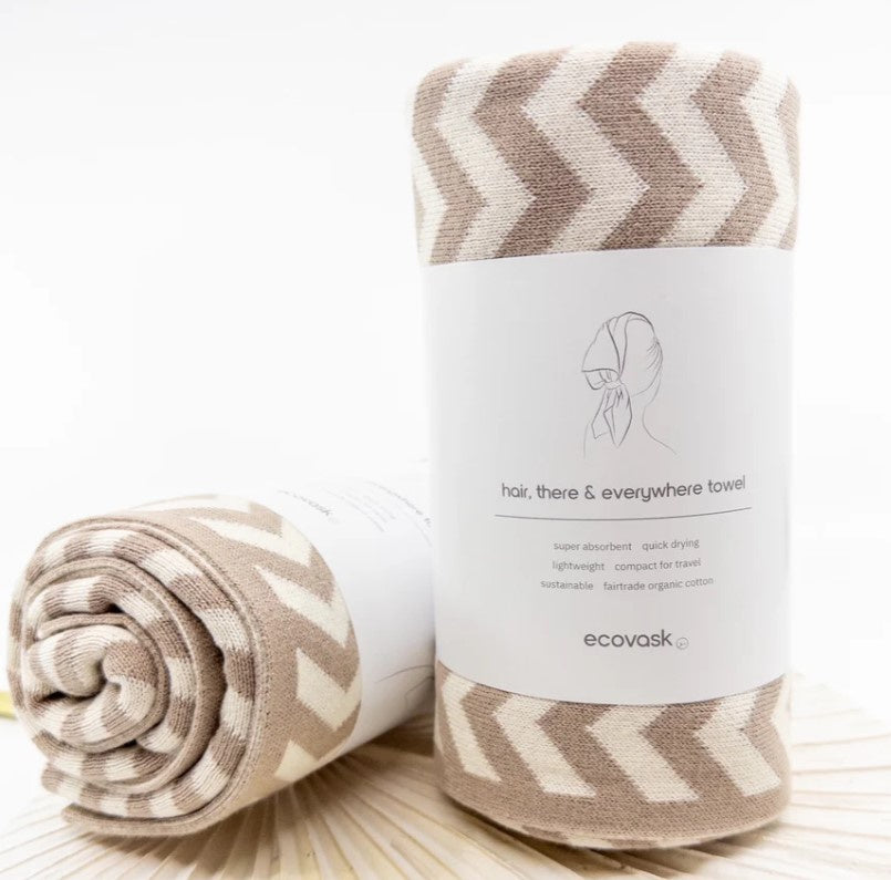 Ecovask Hair, There & Everywhere Towel - Hummus Chevron