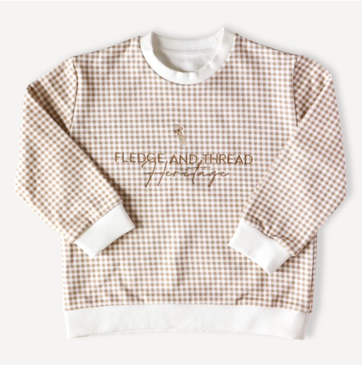 F&T Jumper Brown Gingham with Embroidery 2Y