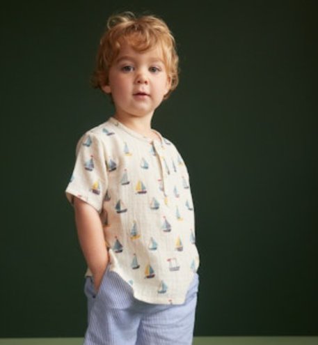 Nature Baby Short Sleeve Caravan Shirt Regatta Print 1Y