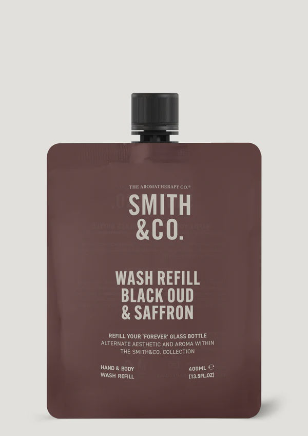 Smith & Co Hand Body Wash Refill 400ml Black Oud & Saffron