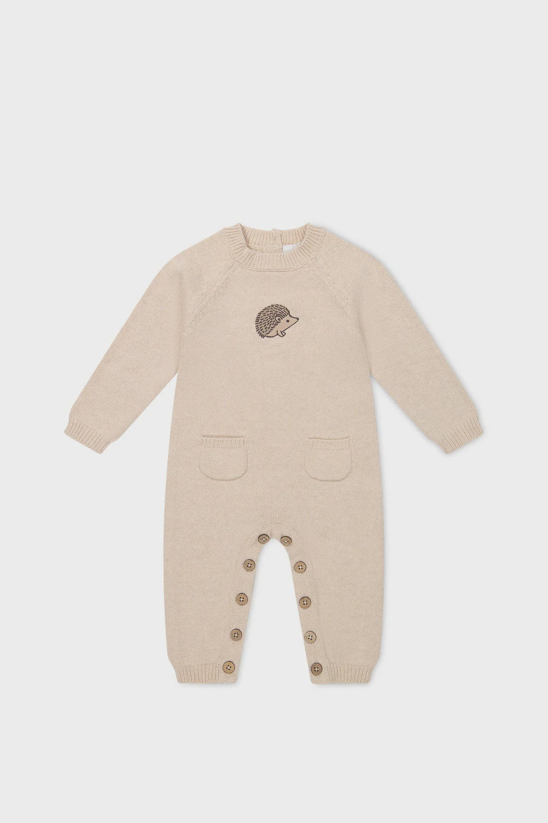 JK Theo Knit Onepiece - Oatmeal Marle Hedgehog - 6-12M