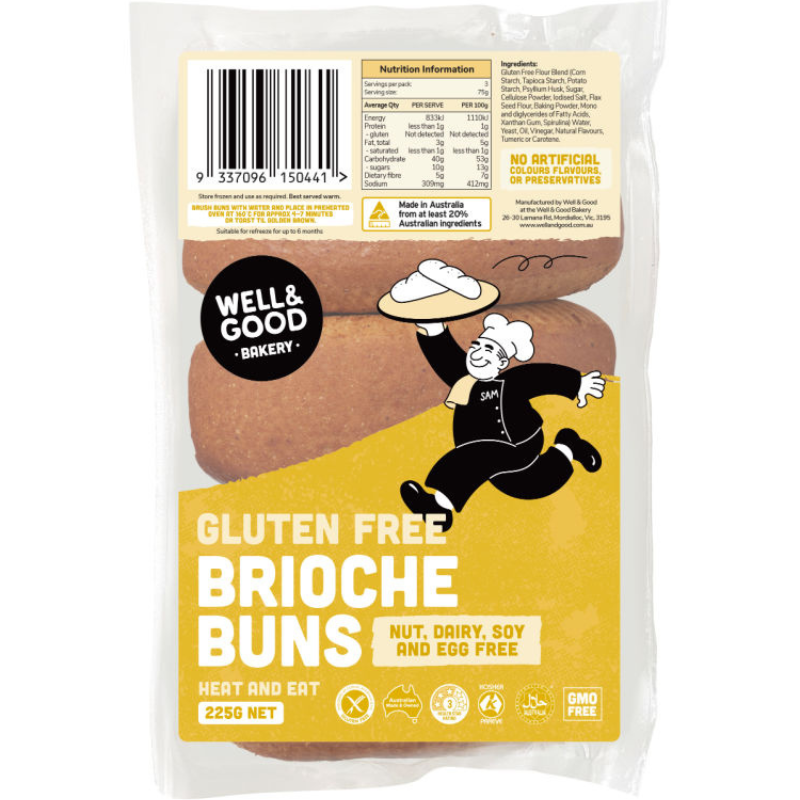 Well & Good Gluten Free Brioche Buns 225g