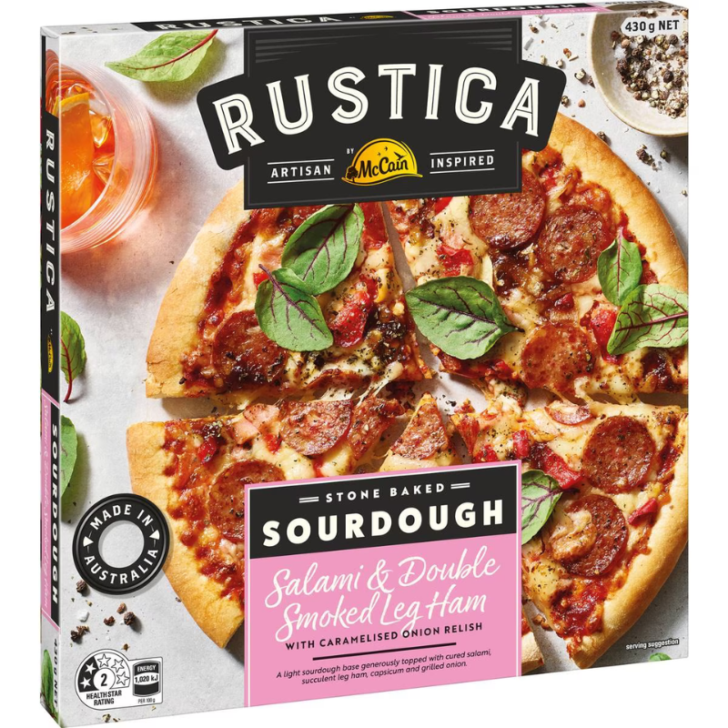 McCain Rustica Sourdough Salami & Double Smoked Leg Ham Pizza 335g