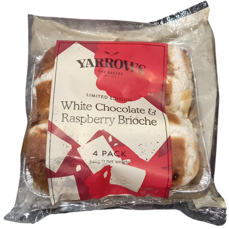 Yarrows White Choc & Rasp Hot Cross Buns 4Pk