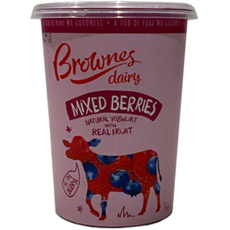 Brownes Yoghurt Natural Mixed Berry 1kg