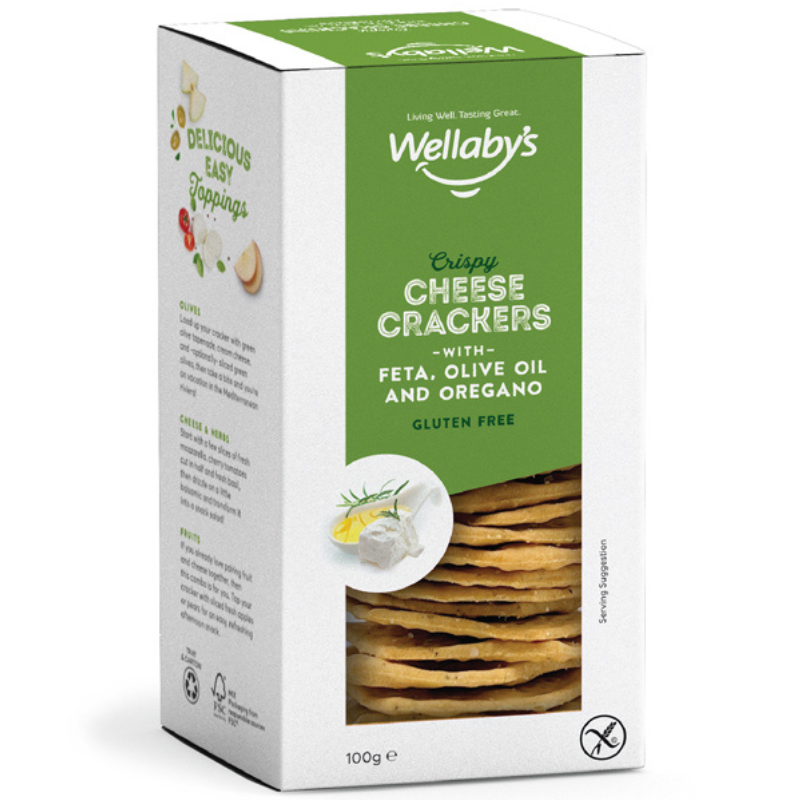 Wellaby's Crispy Cheese Crackers with Feta Olive & Oregano 100g