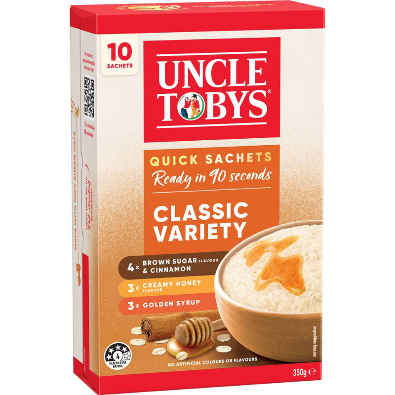 Uncle Toby's Oats Quick Sachets Classic Variety  Porridge 350g