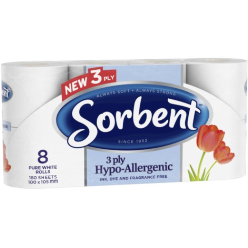 Sorbent Toilet Paper Hypo-Allergenic 8pk