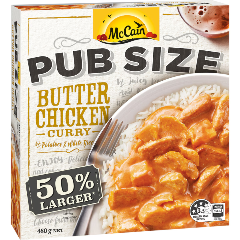 McCain Pub Size Butter Chicken Frozen Meal 480g