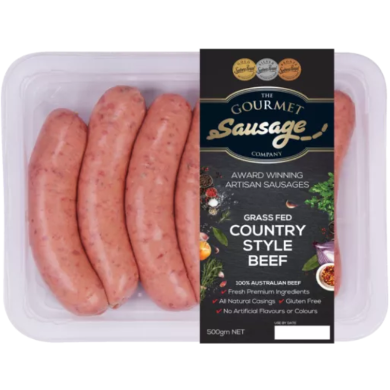 The Gourmet Sausage Co Country Style Beef Sausage 500g