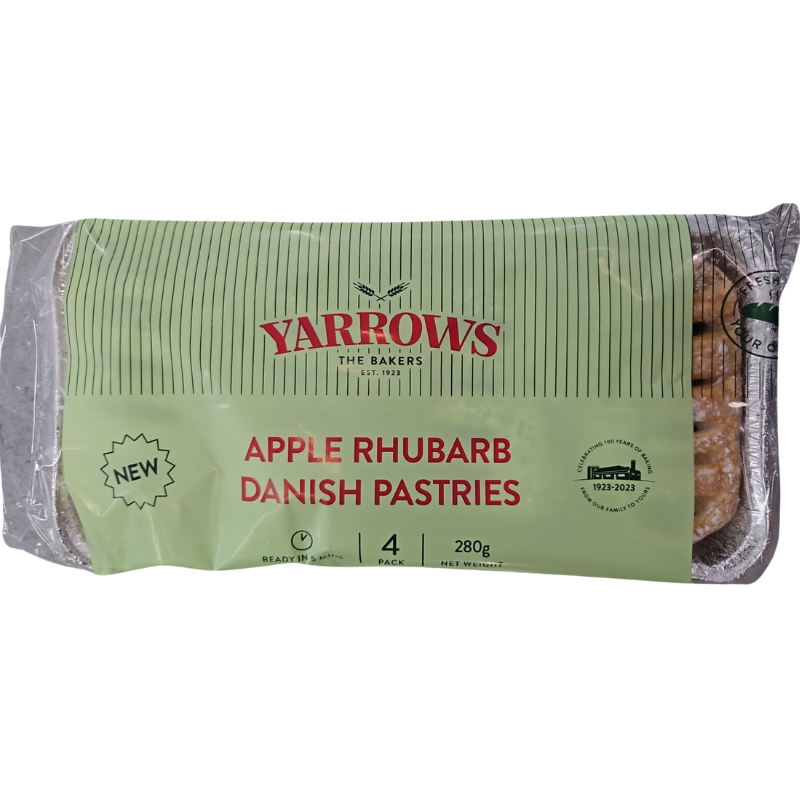 Yarrows Apple and Rhubarb Pastries 4 Pk