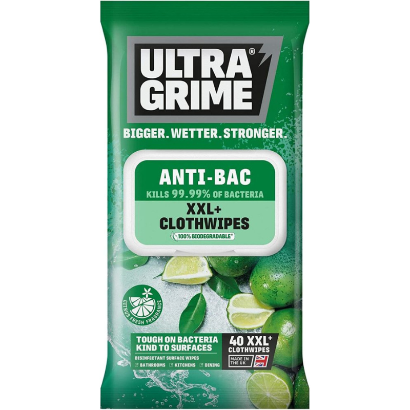 Ultragrime Life Anti-Bac XXL  Clothwipes 40pk