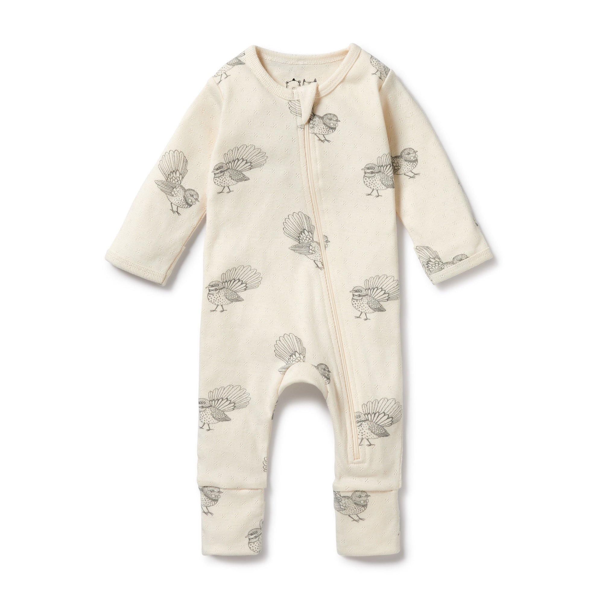 Wilson and Frenchy Organic Little Fantail Pointelle Zipsuit with Feet - Newborn