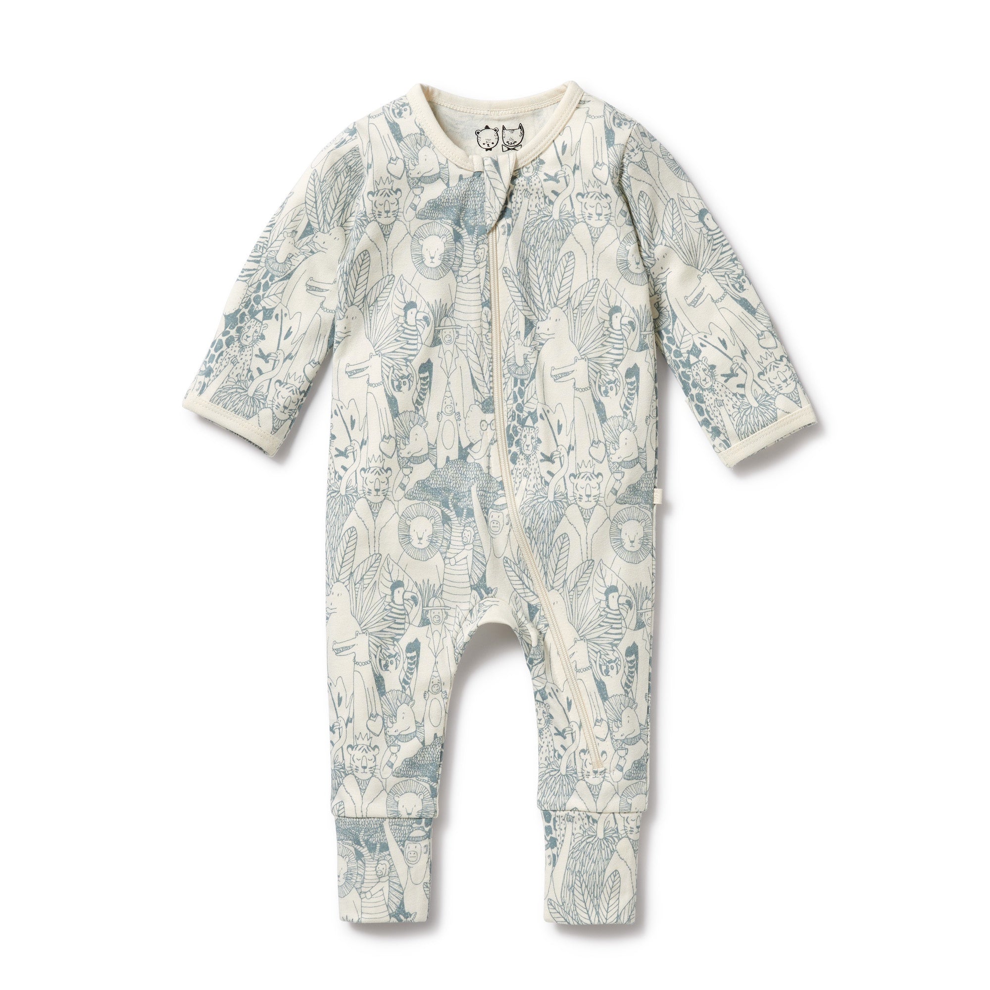 Wilson and Frenchy Organic Hello Friends Zipsuit with feet 6-12mths